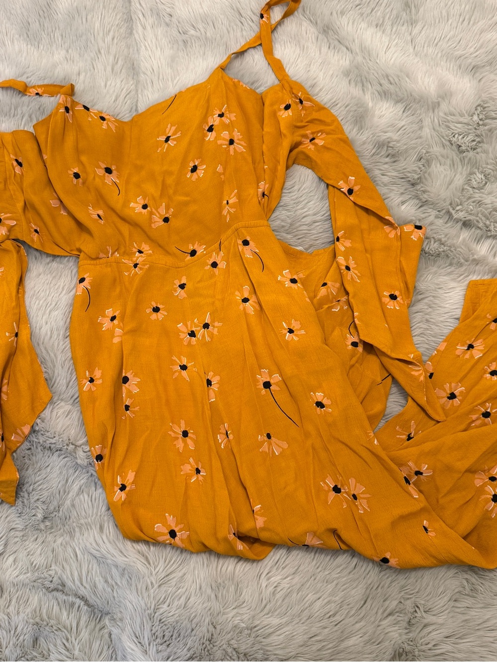 Faithfull the Brand Mustard Yellow Floral Jumpsuit